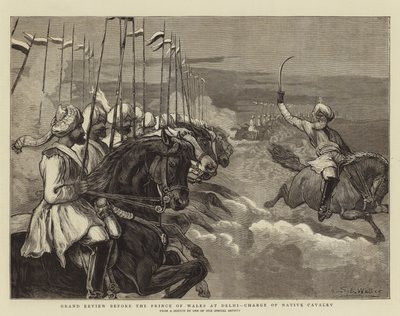 威尔士亲王在德里举行的大评论，土着骑兵的指控 作者 塞缪尔·埃德蒙·沃勒